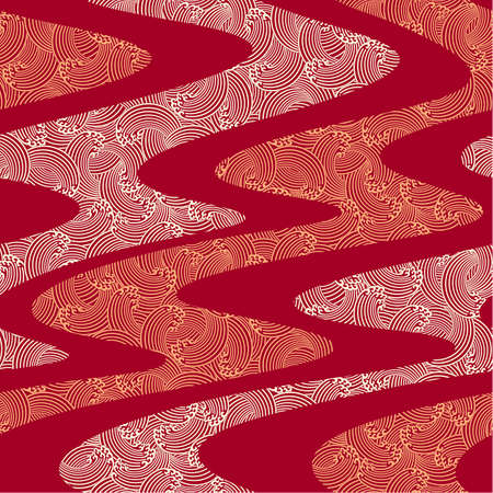 Ornament design of the wave Japanese style in seamlessness,のイラスト素材