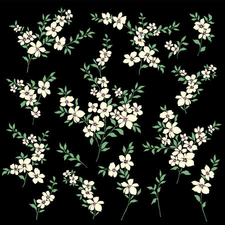 Beautiful flower illustration material collection,のイラスト素材