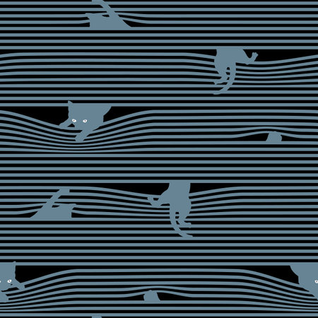 Combination pattern of cat and horizontal stripes,のイラスト素材