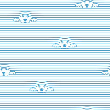 Combination pattern of dog and horizontal stripes,のイラスト素材