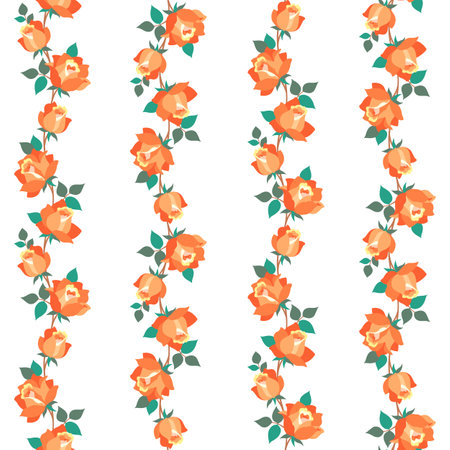 Beautiful rose vertical stripe seamless pattern,のイラスト素材
