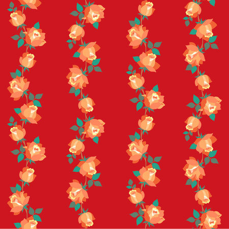 Beautiful rose vertical stripe seamless pattern,のイラスト素材
