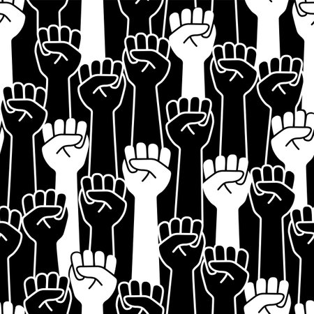 Seamless illustration pattern of a simple fist,のイラスト素材