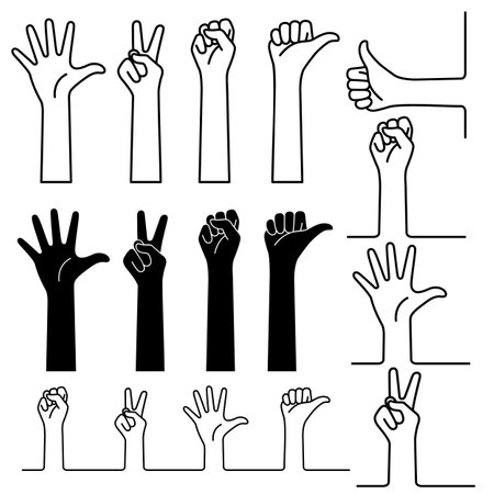 Illustration collection of simple hand shapes,のイラスト素材