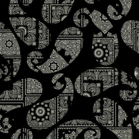 Bandana seamless pattern with unique paisley,のイラスト素材