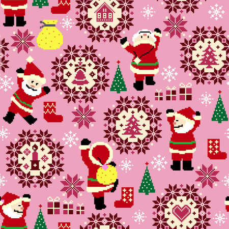 Traditional Nordic pattern with Santa Claus,のイラスト素材