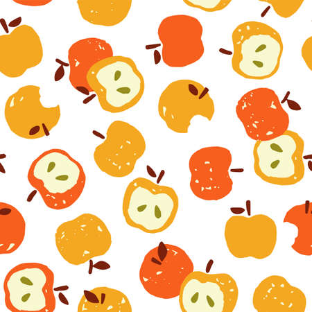 Seamless pattern vector material using cute apples,のイラスト素材