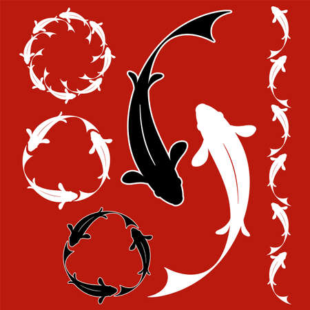 Japanese style and elegant goldfish material collection,,のイラスト素材