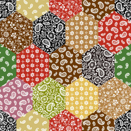 The chintz pattern is made into a seamless patchwork,