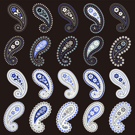 Cute and simple paisley material collection,のイラスト素材