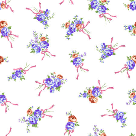 A beautiful rose bouquet made into a seamless pattern,のイラスト素材