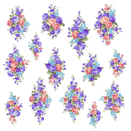 Beautiful rose illustration material collection,のイラスト素材