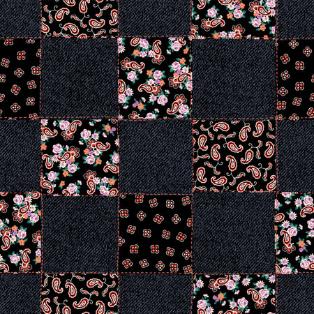 Seamless combination of paisley materials,の写真素材