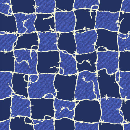 seamlessly continuous barbed wire pattern,のイラスト素材