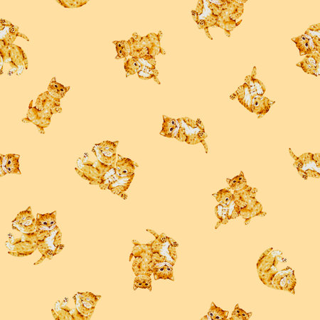 Seamless pattern of cute cats drawn by hand,の写真素材