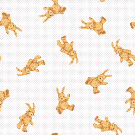 Hand drawn cute rabbit seamless pattern,の写真素材