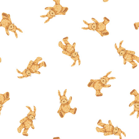 Hand drawn cute rabbit seamless pattern,の写真素材