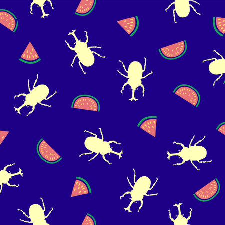 Seamless pattern with simple silhouette beetles,のイラスト素材