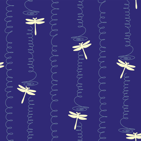 Simple silhouette dragonfly seamless pattern,のイラスト素材