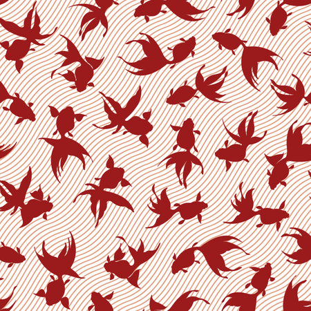 Beautiful Japanese goldfish swimming gracefully,のイラスト素材