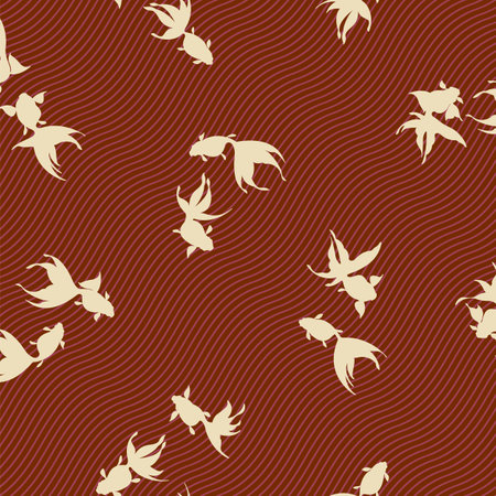 Beautiful Japanese goldfish swimming gracefully,のイラスト素材