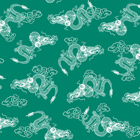 Seamless pattern with classic Japanese dragons,のイラスト素材