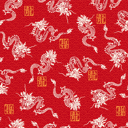 Seamless pattern with classic Japanese dragons,のイラスト素材