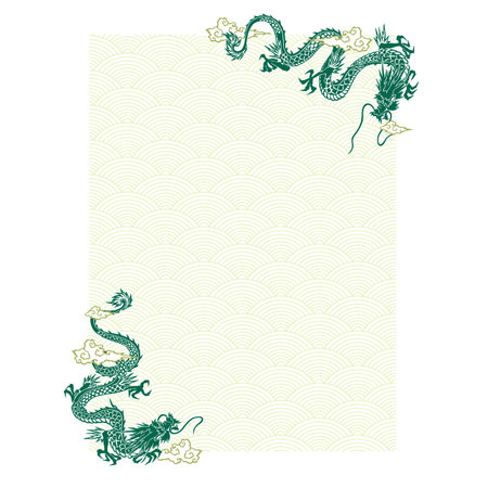 Decorative diameter letterhead using Japanese dragons,のイラスト素材