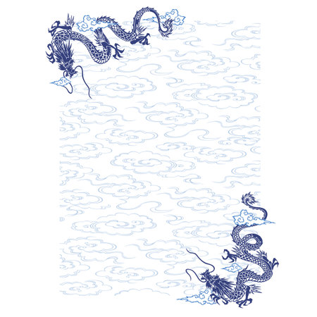 Decorative diameter letterhead using Japanese dragons,のイラスト素材