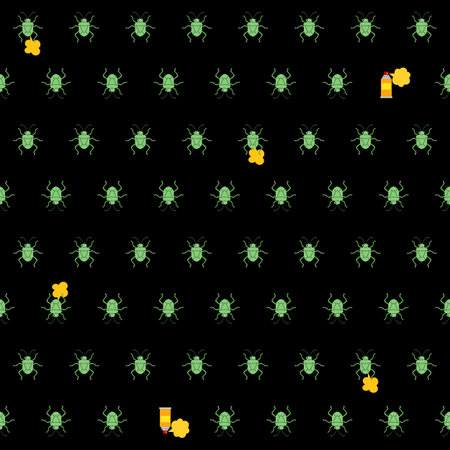 Seamless pattern with insects on a black background. Vector illustration.