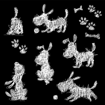 He painted a dog using impressive techniques.,のイラスト素材