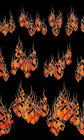 Fire flames seamless pattern on black background. Vector illustration for your designのイラスト素材