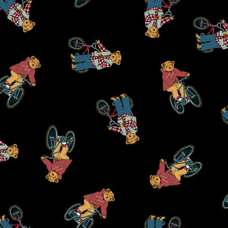 A cute bear pattern perfect for textiles and backgrounds.,の写真素材