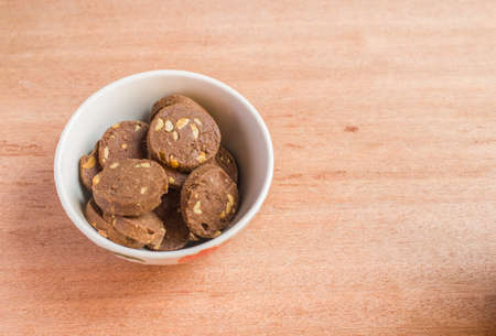 Chocolate cookies in a cupの写真素材