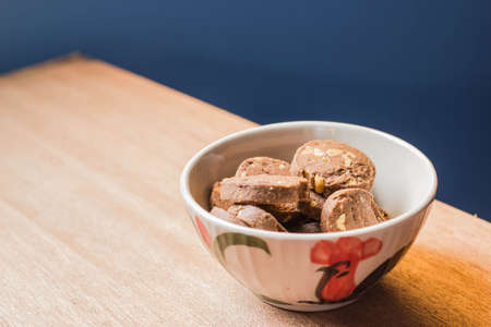 Chocolate cookies in a cupの写真素材