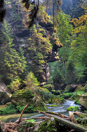 Brook between rocksの写真素材