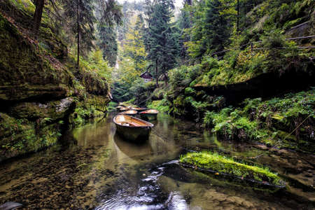 Brook between rocksの写真素材