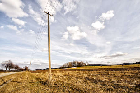 Pole on the side of the roadの写真素材