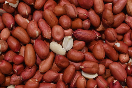 Peanut background. Close-up of peanuts in the shell.