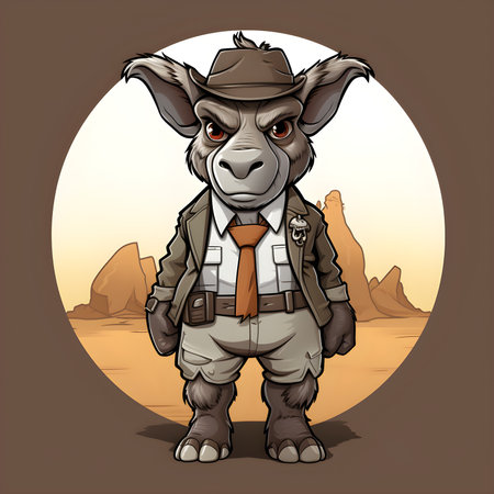 Donkey in the desert. Cartoon style. Vector illustration for your designの素材