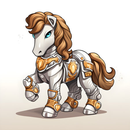 Illustration of a knight horse on a white background, vector illustrationの素材
