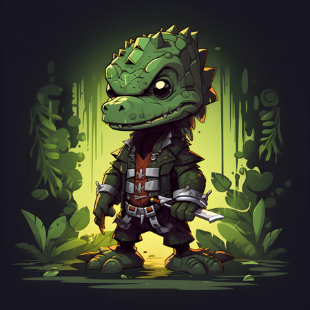 Stegosaurus monster in the jungle. Vector illustration of a fantasy character.の素材
