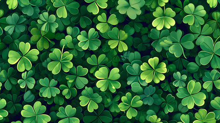 Green clover leaves background. St. Patrick's Day vector illustration.の素材