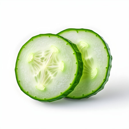Sliced cucumber isolated on white background. Vector illustration.の素材