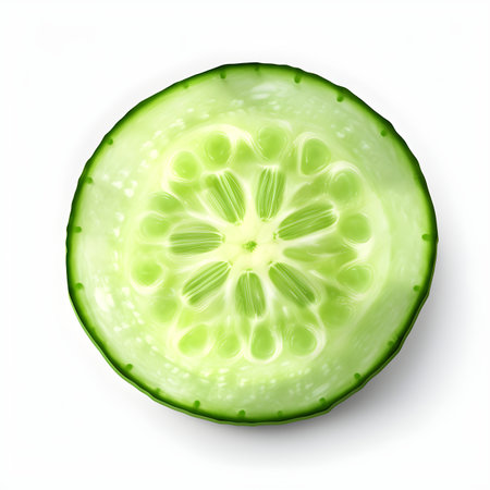 Cucumber slice isolated on white background. 3d illustration.の素材