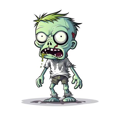 Zombie cartoon character isolated on white background. Halloween vector illustration.の素材