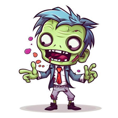 Zombie cartoon character. Vector illustration isolated on a white background.の素材