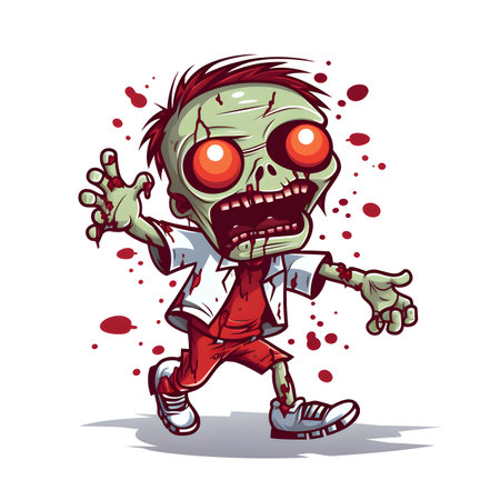 Zombie cartoon character. Vector illustration isolated on a white background.の素材