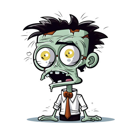 Zombie businessman cartoon character vector illustration isolated on a white background.の素材