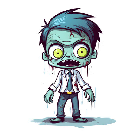 Zombie boy cartoon isolated on a white background. Vector illustration.の素材